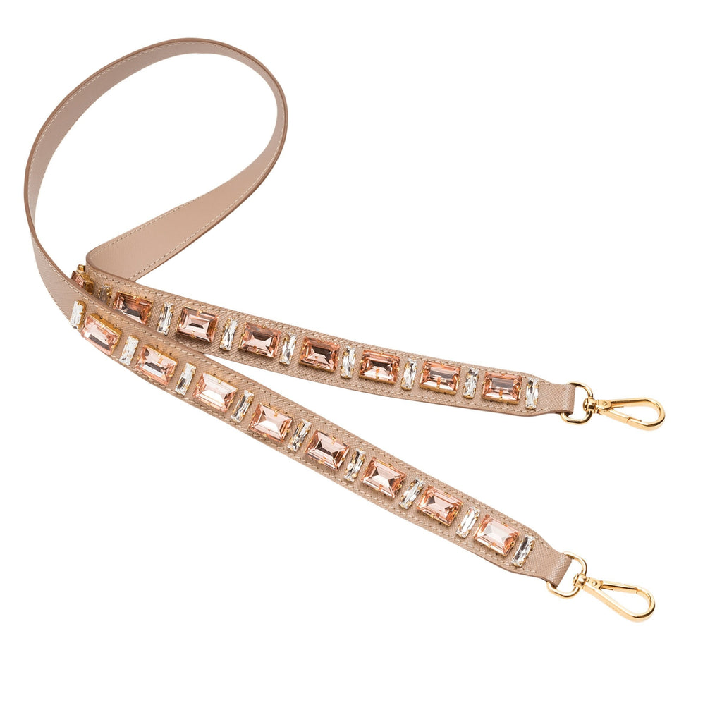 Prada Leather Saffiano Crystal Women's Blush Pink Strap 1TY006 at_Queen_Bee_of_Beverly_Hills
