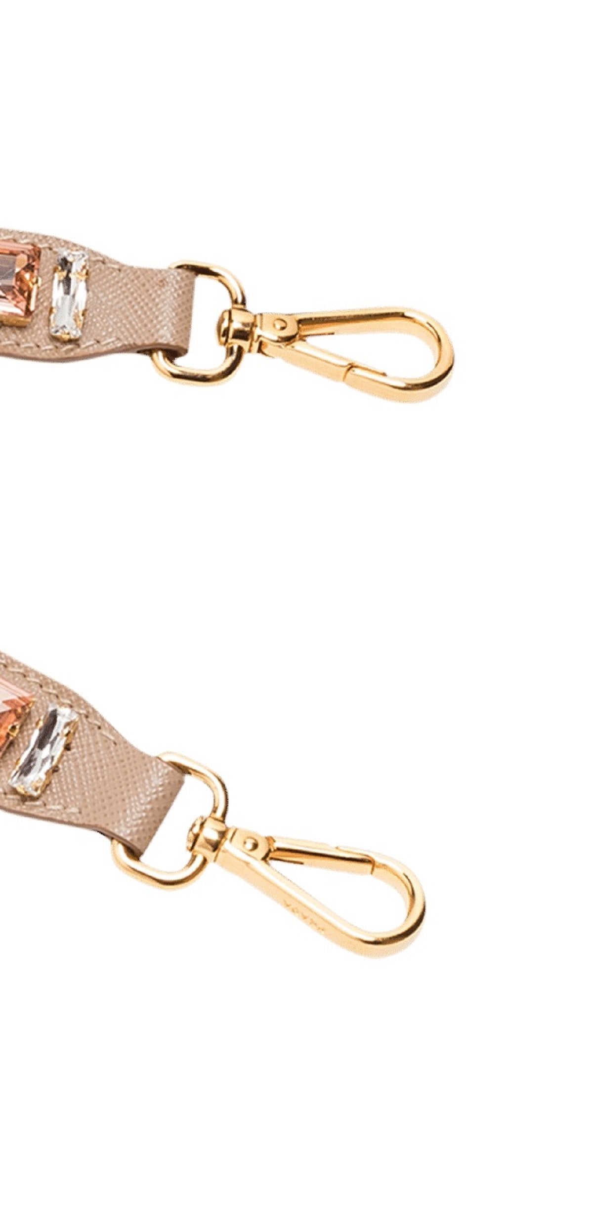 Prada Leather Saffiano Crystal Women's Blush Pink Strap available at Queen Bee of Beverly Hills