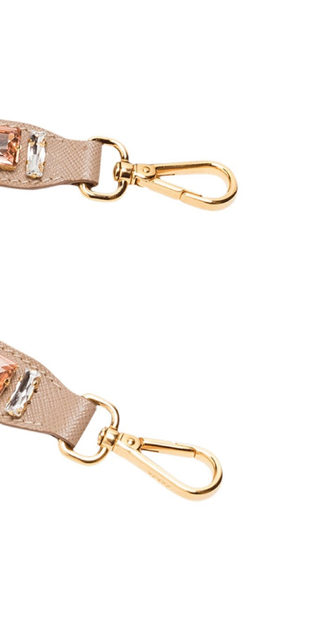 Prada Leather Saffiano Crystal Women's Blush Pink Strap available at Queen Bee of Beverly Hills