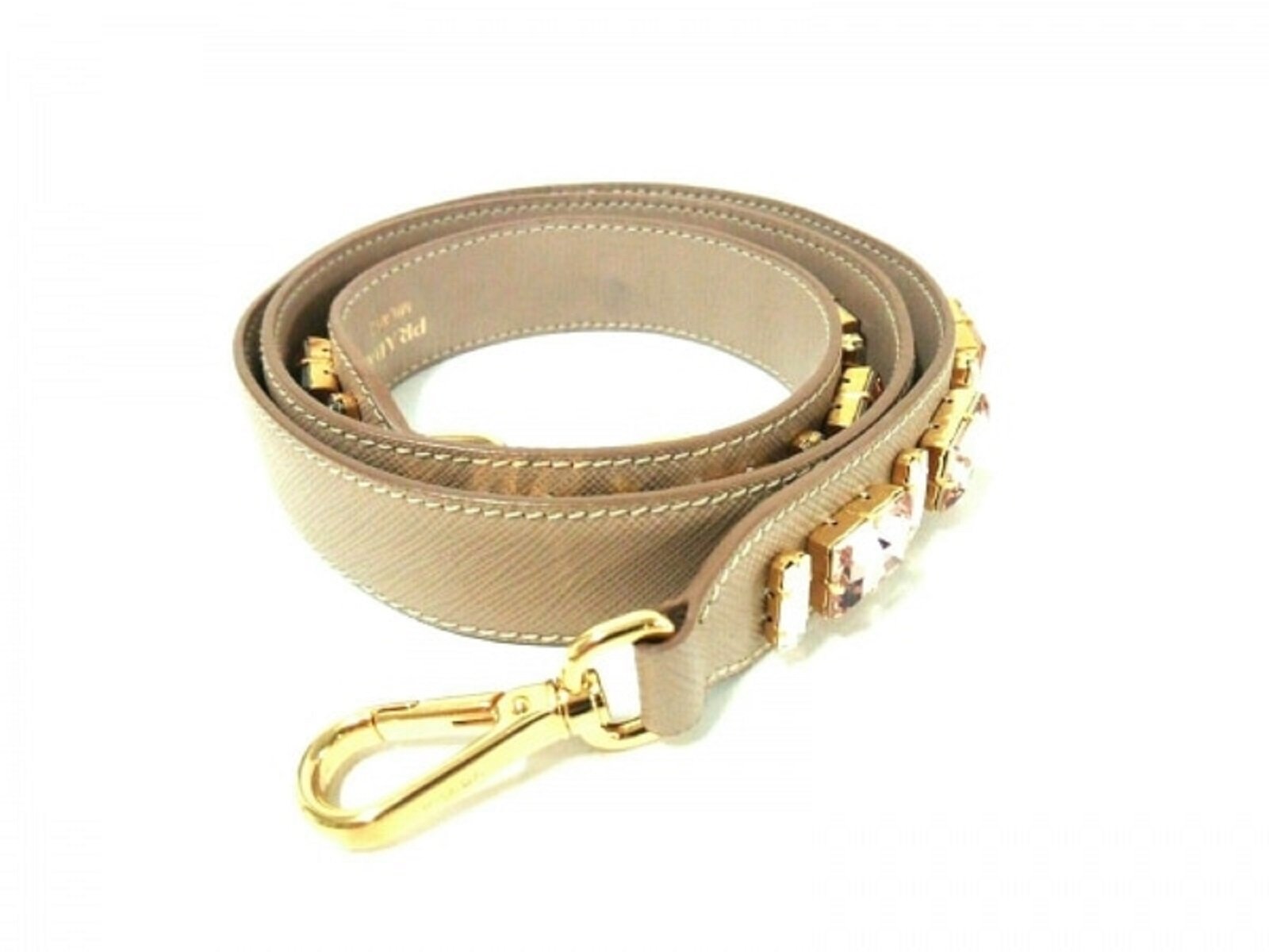 Prada Leather Saffiano Crystal Women's Blush Pink Strap available at Queen Bee of Beverly Hills