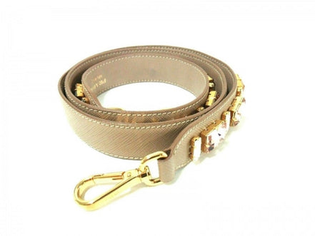 Prada Leather Saffiano Crystal Women's Blush Pink Strap available at Queen Bee of Beverly Hills