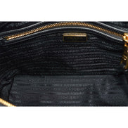 Prada Logo Jacquard Black Canvas Satchel Crossbody available at Queen Bee of Beverly Hills