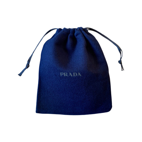 Prada Logo Navy Velour Designer Dust Bag Pouch Extra Small at_Queen_Bee_of_Beverly_Hills