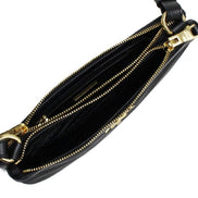 Prada Logo Tessuto Nylon Soft Calf Trim Black Cross Body Bag available at Queen Bee of Beverly Hills