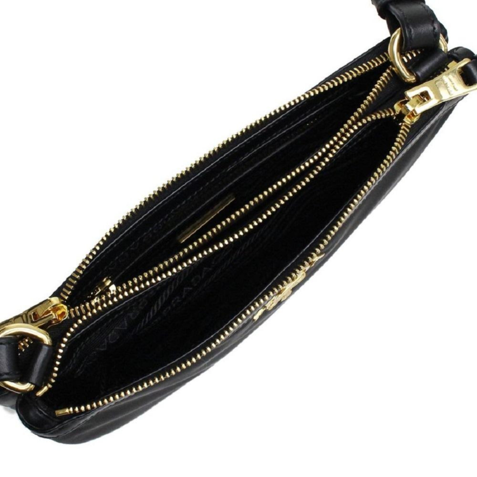 Prada Logo Tessuto Nylon Soft Calf Trim Black Cross Body Bag available at Queen Bee of Beverly Hills