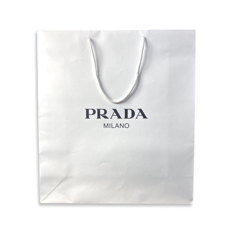 Prada Logo White Paper Designer Shopping Gift Bag Large Set of 2 at_Queen_Bee_of_Beverly_Hills