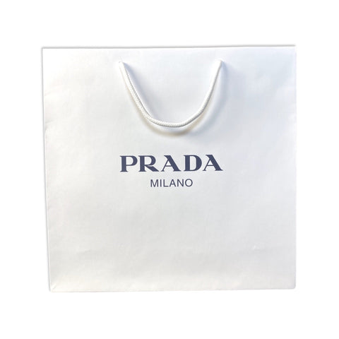 Prada Logo White Paper Designer Shopping Gift Bag Medium Set of 2 at_Queen_Bee_of_Beverly_Hills