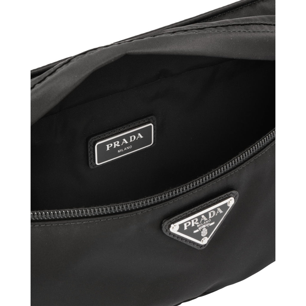 Prada Marsupio Black Nylon Saffiano Trim Triangle Logo Belt Bag 2VL132 at_Queen_Bee_of_Beverly_Hills