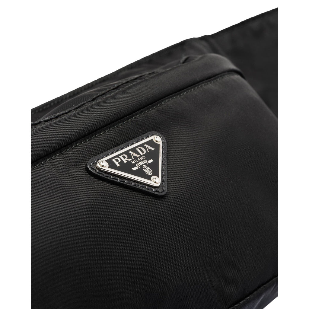 Prada Marsupio Black Nylon Saffiano Trim Triangle Logo Belt Bag 2VL132 at_Queen_Bee_of_Beverly_Hills