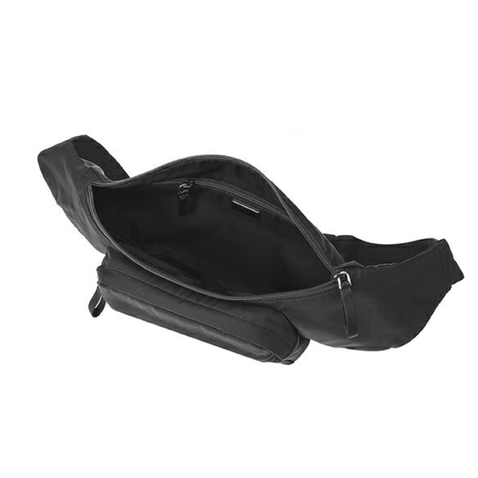 Prada Marsupio Tessuto Nylon Triangle Logo Black Belt Bag available at Queen Bee of Beverly Hills