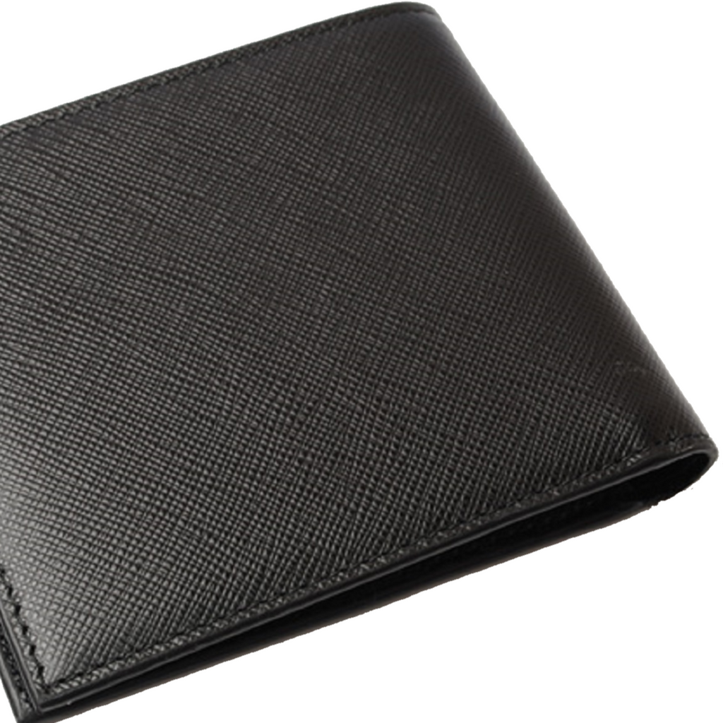 Prada Men's Black Saffiano Leather Logo Billfold Bifold Wallet 2MO513 at_Queen_Bee_of_Beverly_Hills