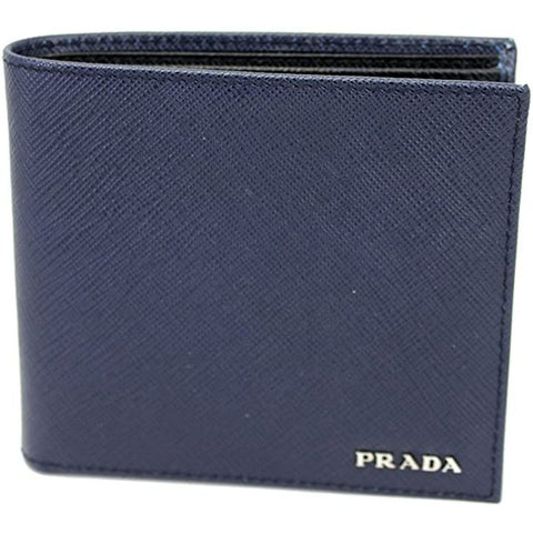 Prada Men's Blue Black Saffiano Cuir Leather Billfold Wallet 2M0513 at_Queen_Bee_of_Beverly_Hills