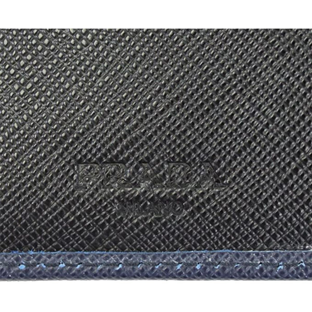 Prada Men's Blue Black Saffiano Cuir Leather Billfold Wallet 2M0513 at_Queen_Bee_of_Beverly_Hills