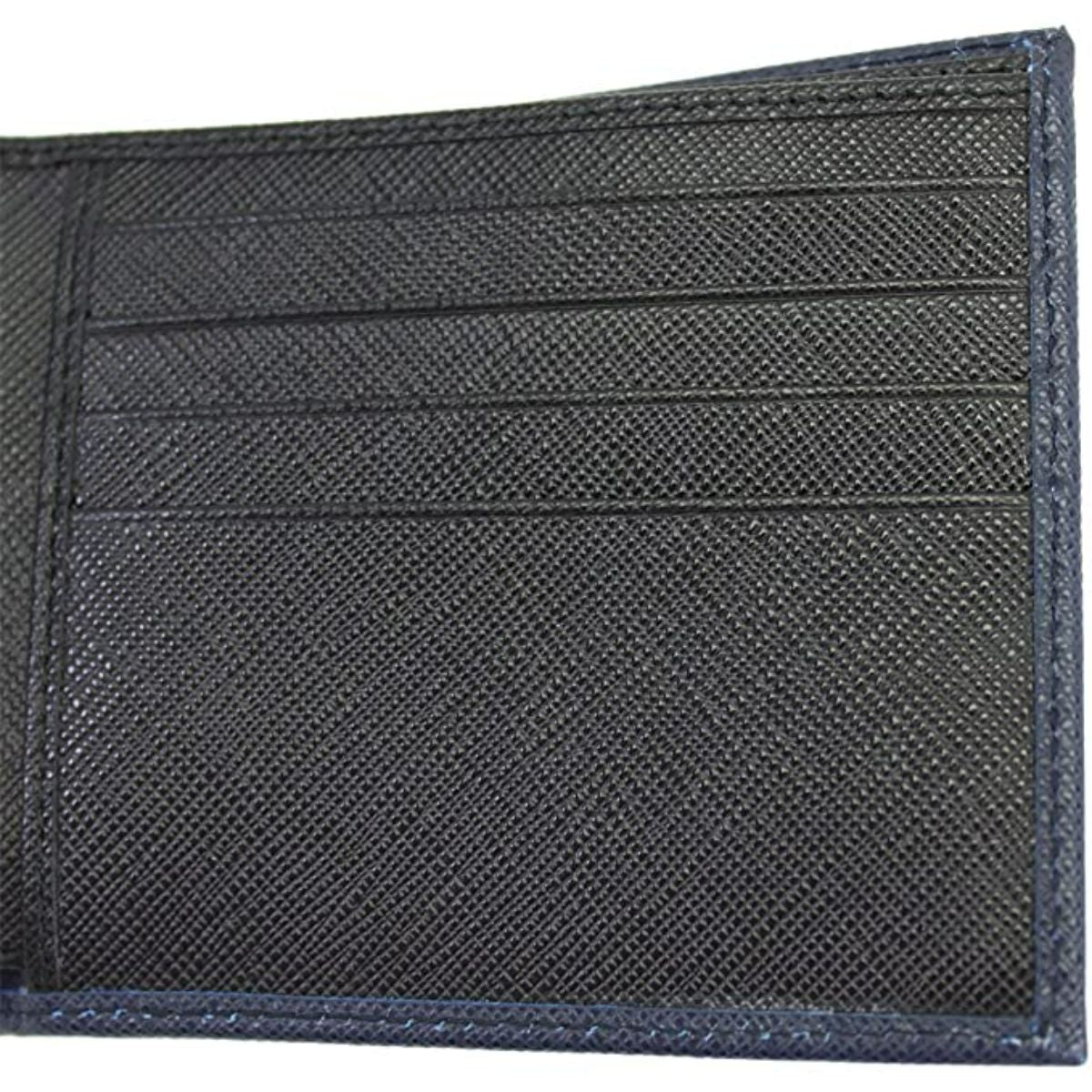 Prada Men's Blue Black Saffiano Cuir Leather Billfold Wallet 2M0513 at_Queen_Bee_of_Beverly_Hills