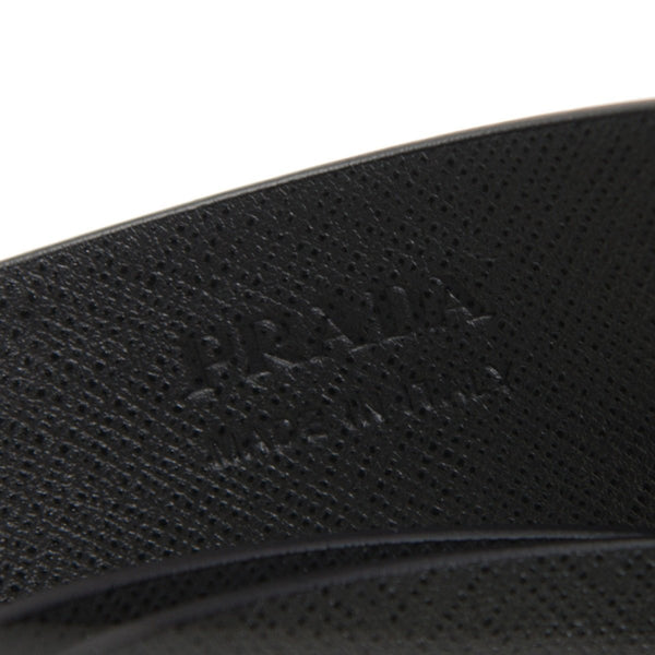 Prada Men's Logo Engraved Plaque Saffiano Leather Belt Grey Antracite ...
