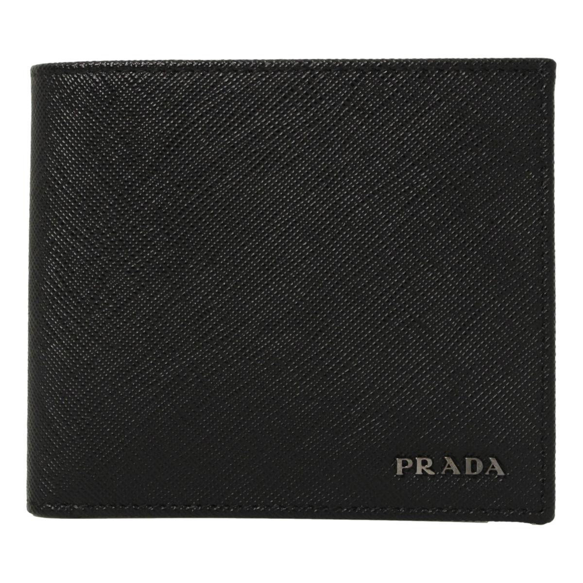 Prada Men's Nero Black Grey Saffiano Cuir Leather Billfold Wallet 2M0513 at_Queen_Bee_of_Beverly_Hills