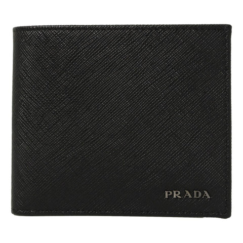 Prada Men's Nero Black Grey Saffiano Cuir Leather Billfold Wallet 2M0513 at_Queen_Bee_of_Beverly_Hills