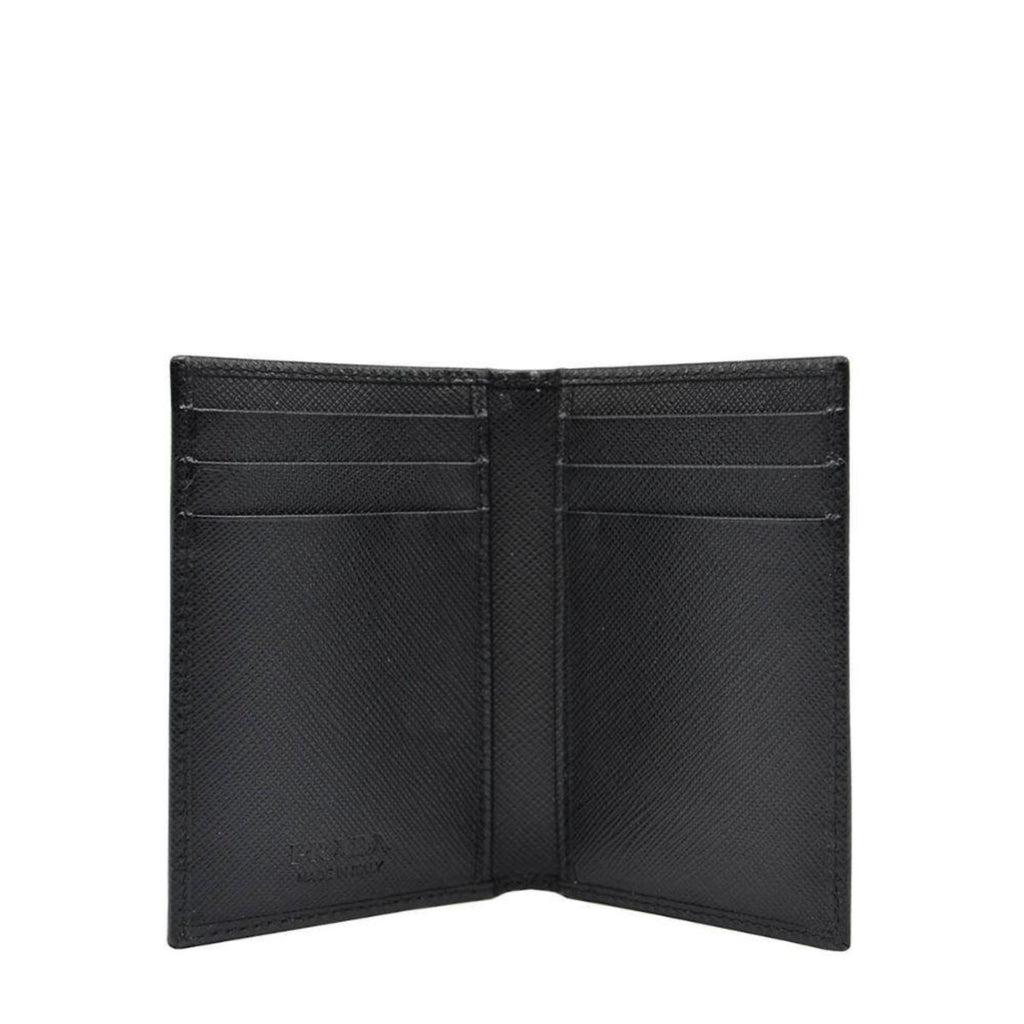 Prada Saffiano Leather Passport Holder In Black