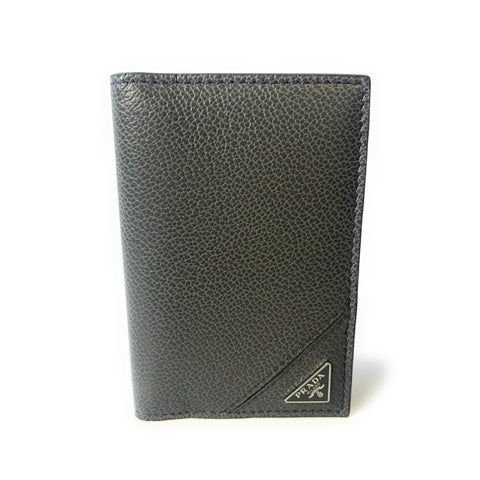 Prada Men's Vitello Micro Grain Grey Leather Vertical Card Holder 2MC101 at_Queen_Bee_of_Beverly_Hills