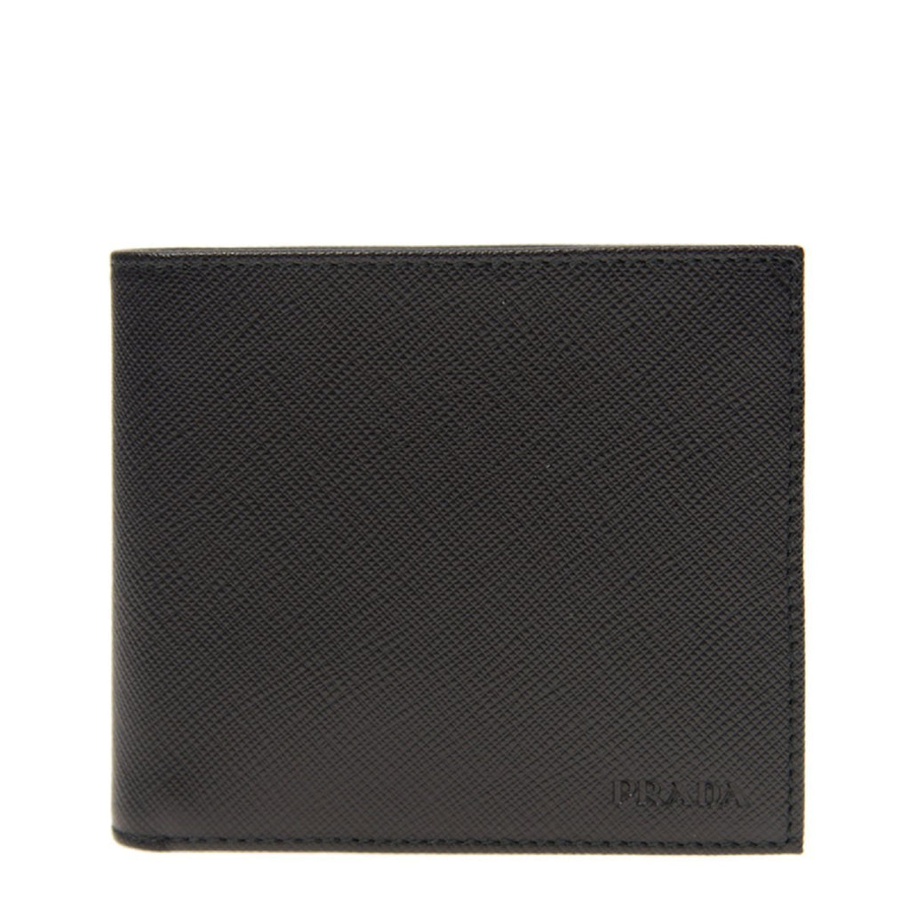 Prada Men's Saffiano Nero Black Bifold ID Wallet