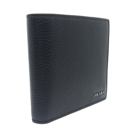 Prada Mens Bifold Nero Black Vitello Grain Leather Wallet available at Queen Bee of Beverly Hills