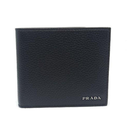 Prada Mens Bifold Nero Black Vitello Grain Leather Wallet available at Queen Bee of Beverly Hills