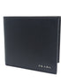 Prada Mens Bifold Nero Black Vitello Grain Leather Wallet available at Queen Bee of Beverly Hills