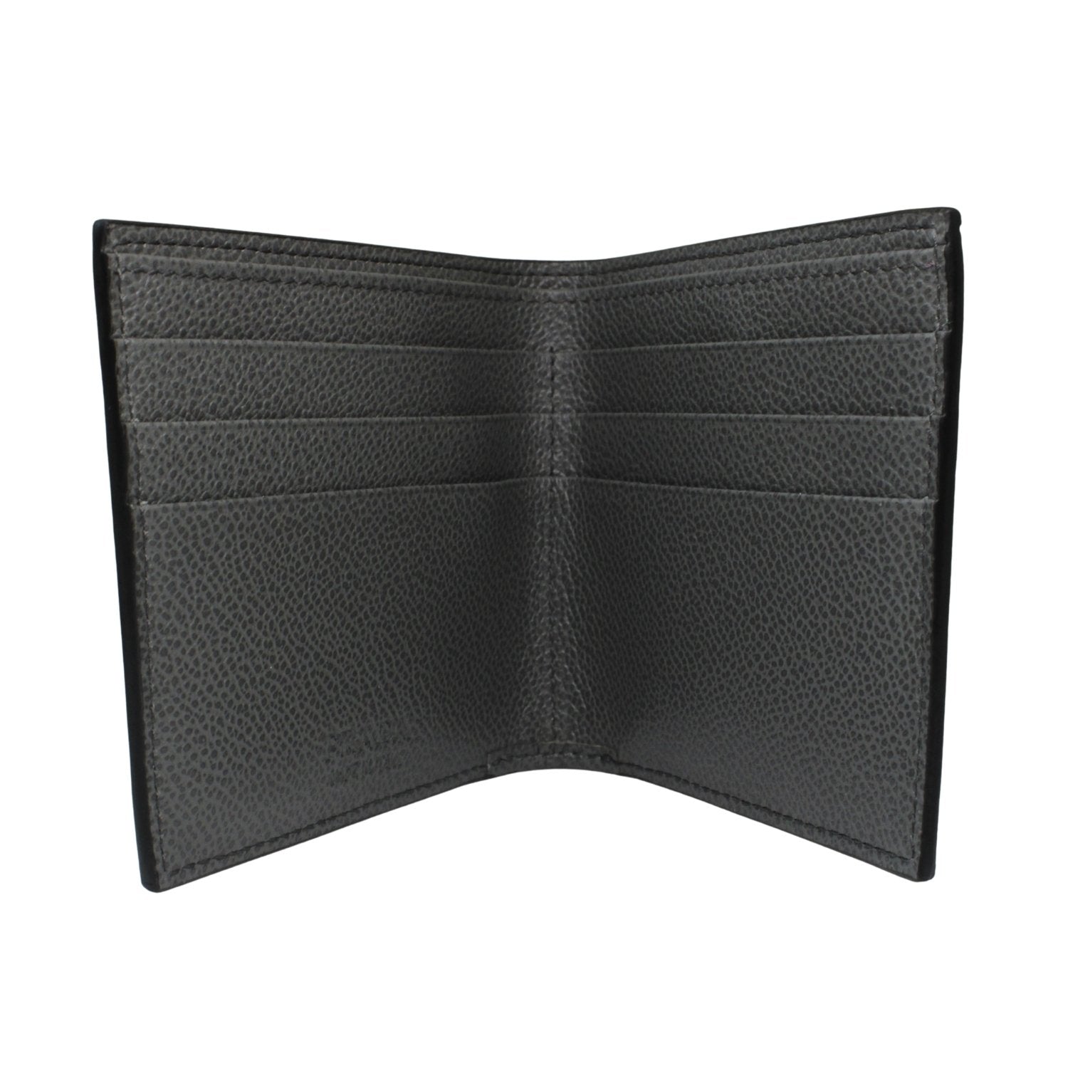 Prada Mens Black Grey Vitello Micro Grain Leather Logo Bifold 2MO912 at_Queen_Bee_of_Beverly_Hills