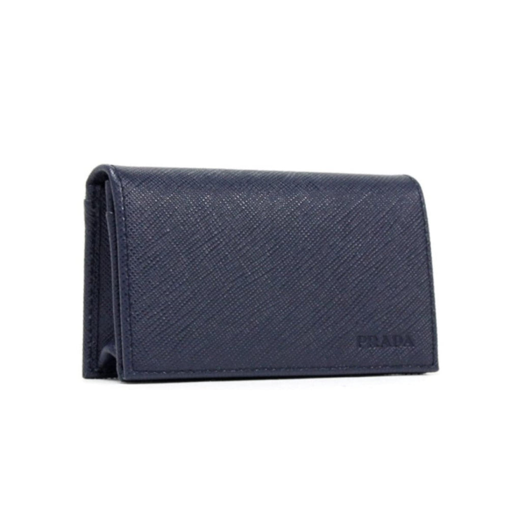 Prada Mens Saffiano Flap Card Holder Wallet Baltico Blue – Queen Bee of  Beverly Hills