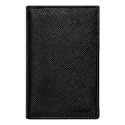 Prada Mens Saffiano Leather Vertical Card Black Holder available at Queen Bee of Beverly Hills