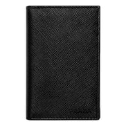 Prada Mens Saffiano Leather Vertical Card Black Holder available at Queen Bee of Beverly Hills