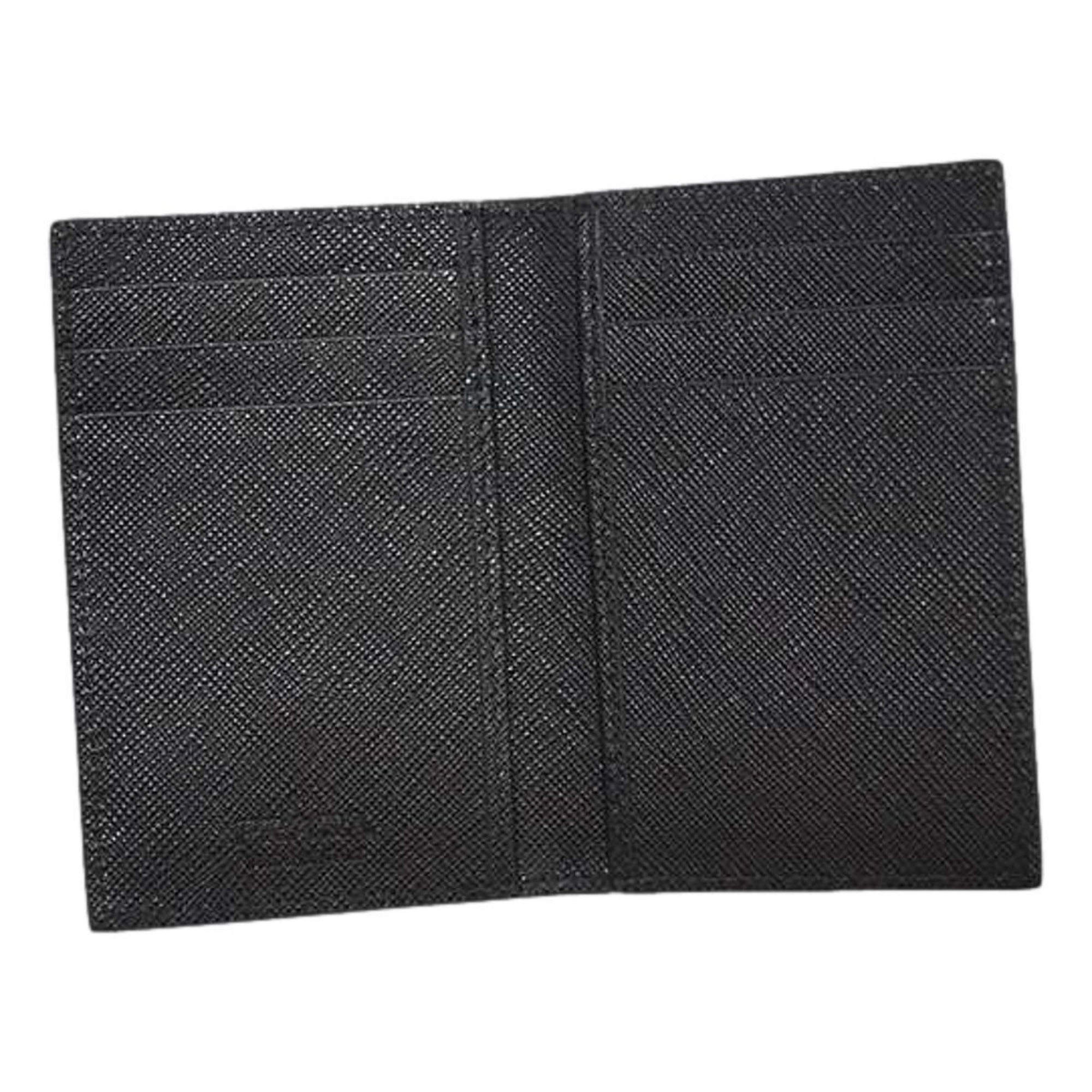 Prada Mens Saffiano Leather Vertical Card Black Holder available at Queen Bee of Beverly Hills