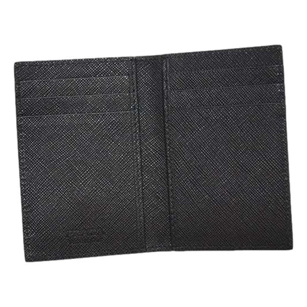 Prada Mens Saffiano Leather Vertical Card Black Holder available at Queen Bee of Beverly Hills