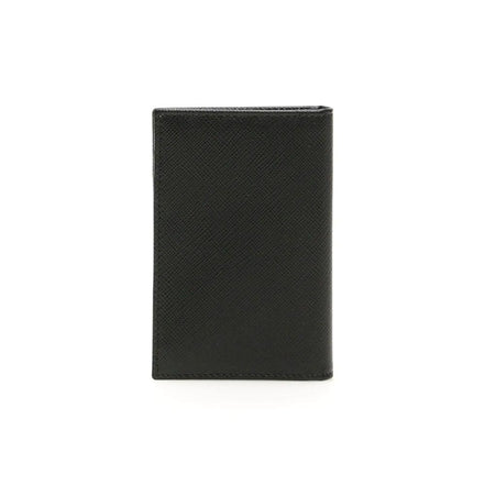 Prada Mens Saffiano Leather Vertical Card Black Holder available at Queen Bee of Beverly Hills