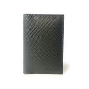 Prada Mens Saffiano Leather Vertical Card Black Holder available at Queen Bee of Beverly Hills