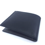 Prada Mens Wallet Black Gray Vitello Micro Grain Leather Bifold available at Queen Bee of Beverly Hills