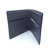Prada Mens Wallet Black Gray Vitello Micro Grain Leather Bifold available at Queen Bee of Beverly Hills