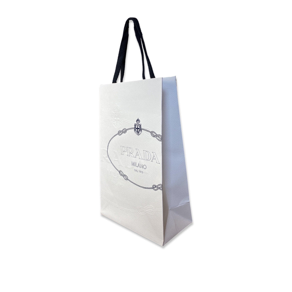 Prada Milano 1913 Logo White Paper Designer Shopping Gift Bag Small Set of 2 at_Queen_Bee_of_Beverly_Hills