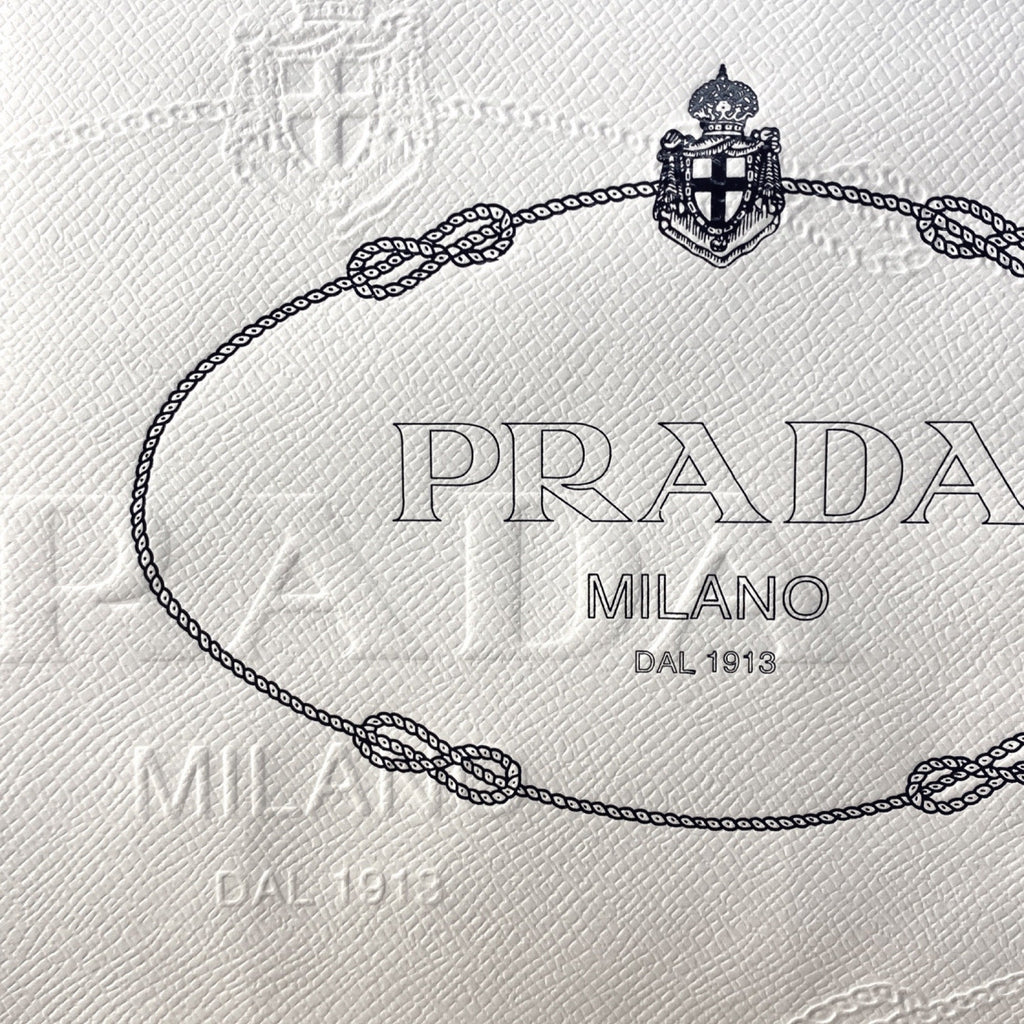 Prada Milano 1913 Logo White Paper Designer Shopping Gift Bag Small Set of 2 at_Queen_Bee_of_Beverly_Hills