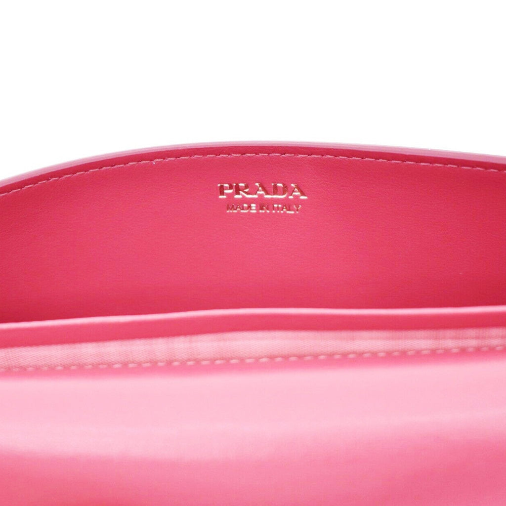 New Prada Peonia Pink Vitello Phenix Leather Double Zip Crossbody