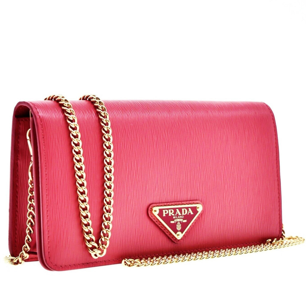 Prada Chain Flap Bag Saffiano Leather Small Red 1825761