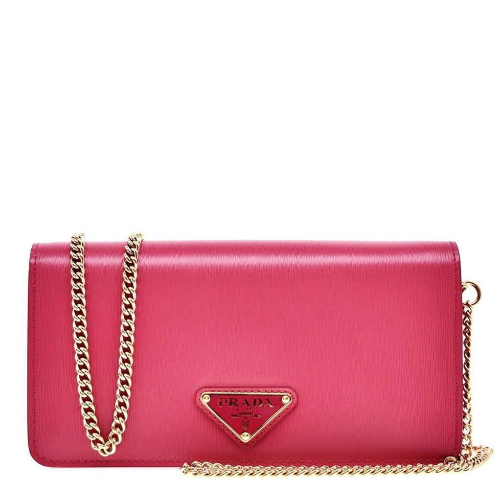 Prada Vitello Move Peonia Pink Leather Small Chain Wallet Crossbody Ba –  Queen Bee of Beverly Hills
