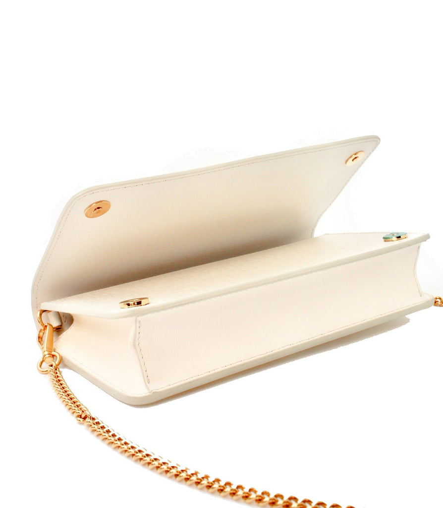 PRADA Lux Wallet Chain Bag - White/Gold