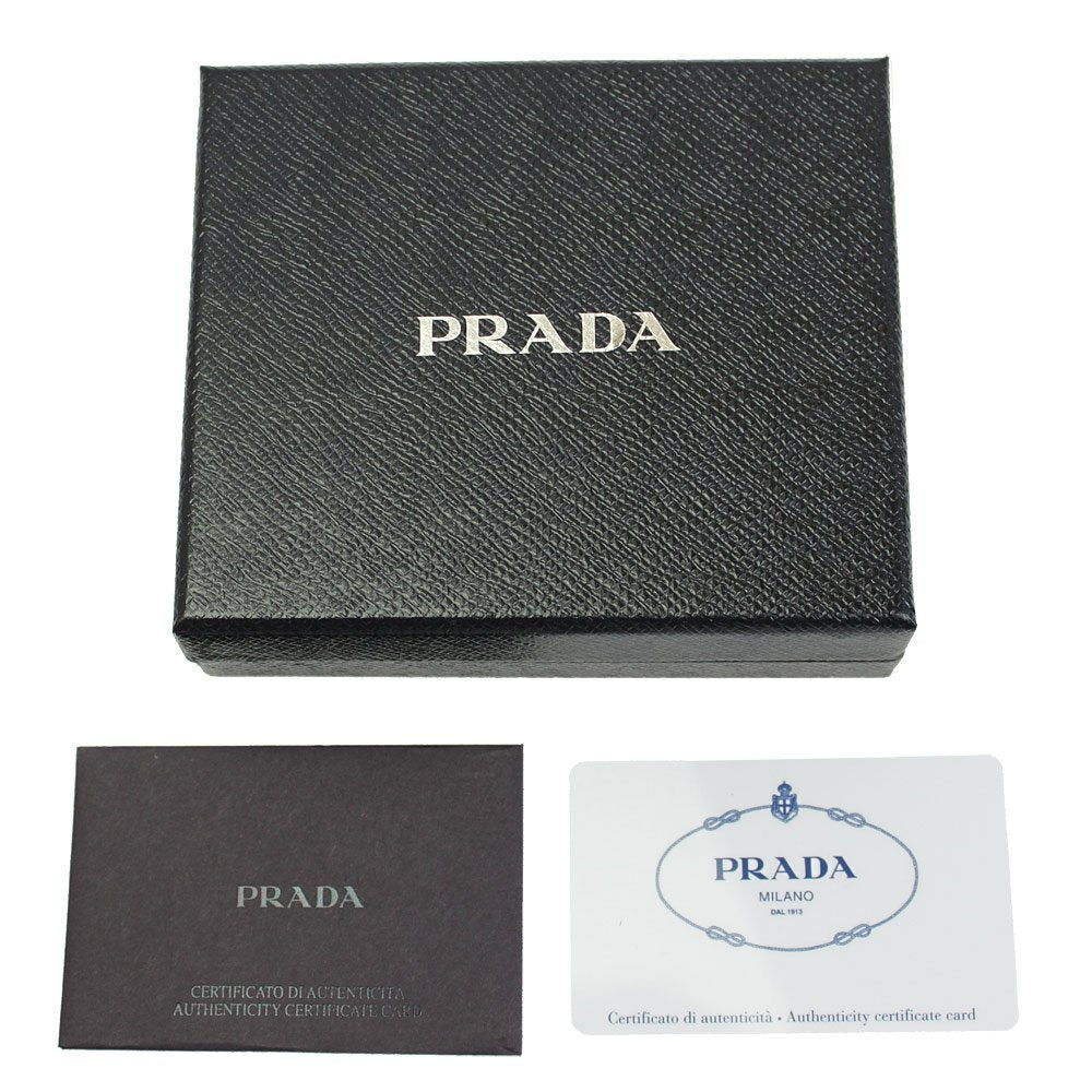 Prada Navy Black Bicolor Saffiano Leather Logo Bifold Wallet 2MO738 at_Queen_Bee_of_Beverly_Hills