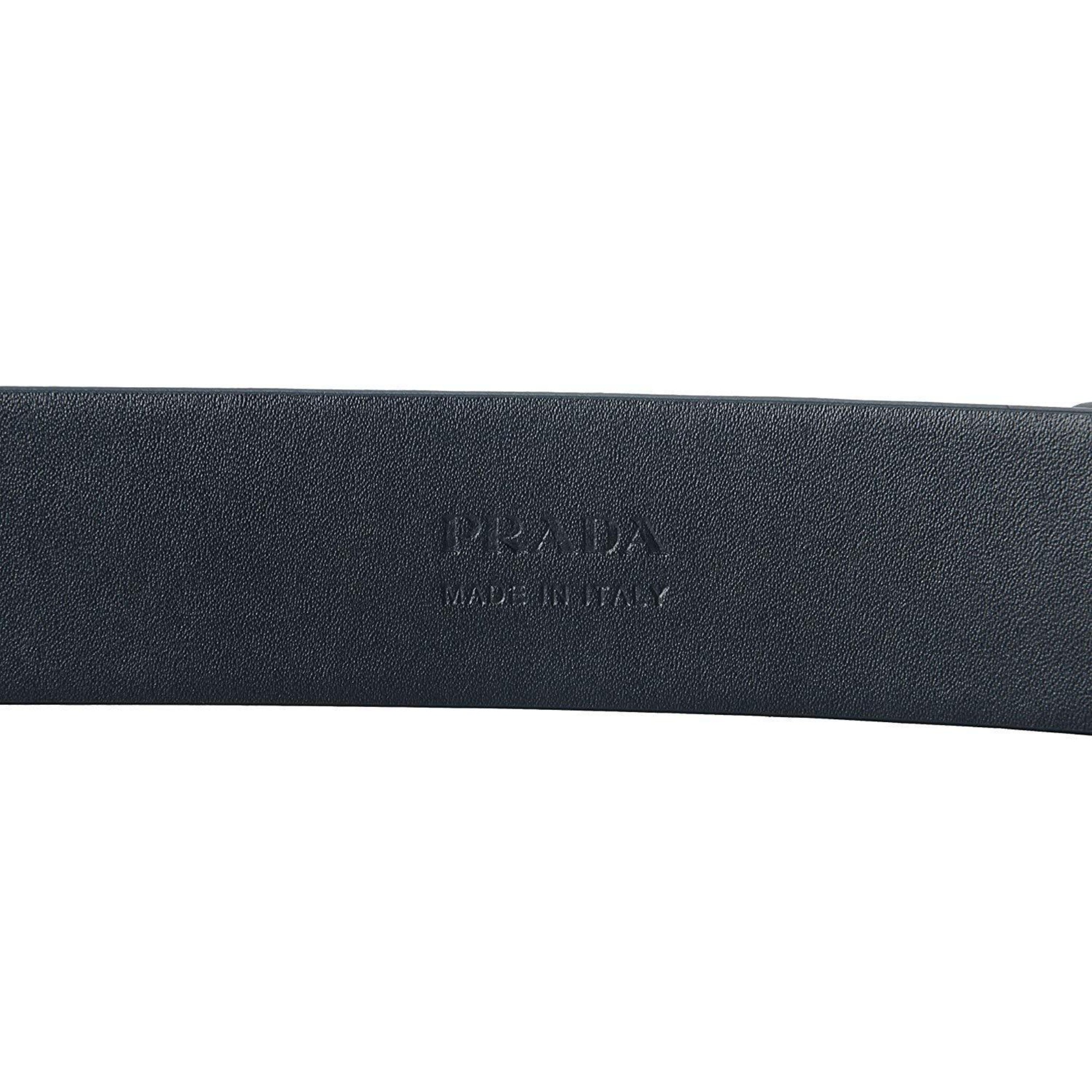 Prada Navy Blue Saffiano Leather Belt Silver Belt Buckle 2CM046 Size 100 / 40 at_Queen_Bee_of_Beverly_Hills