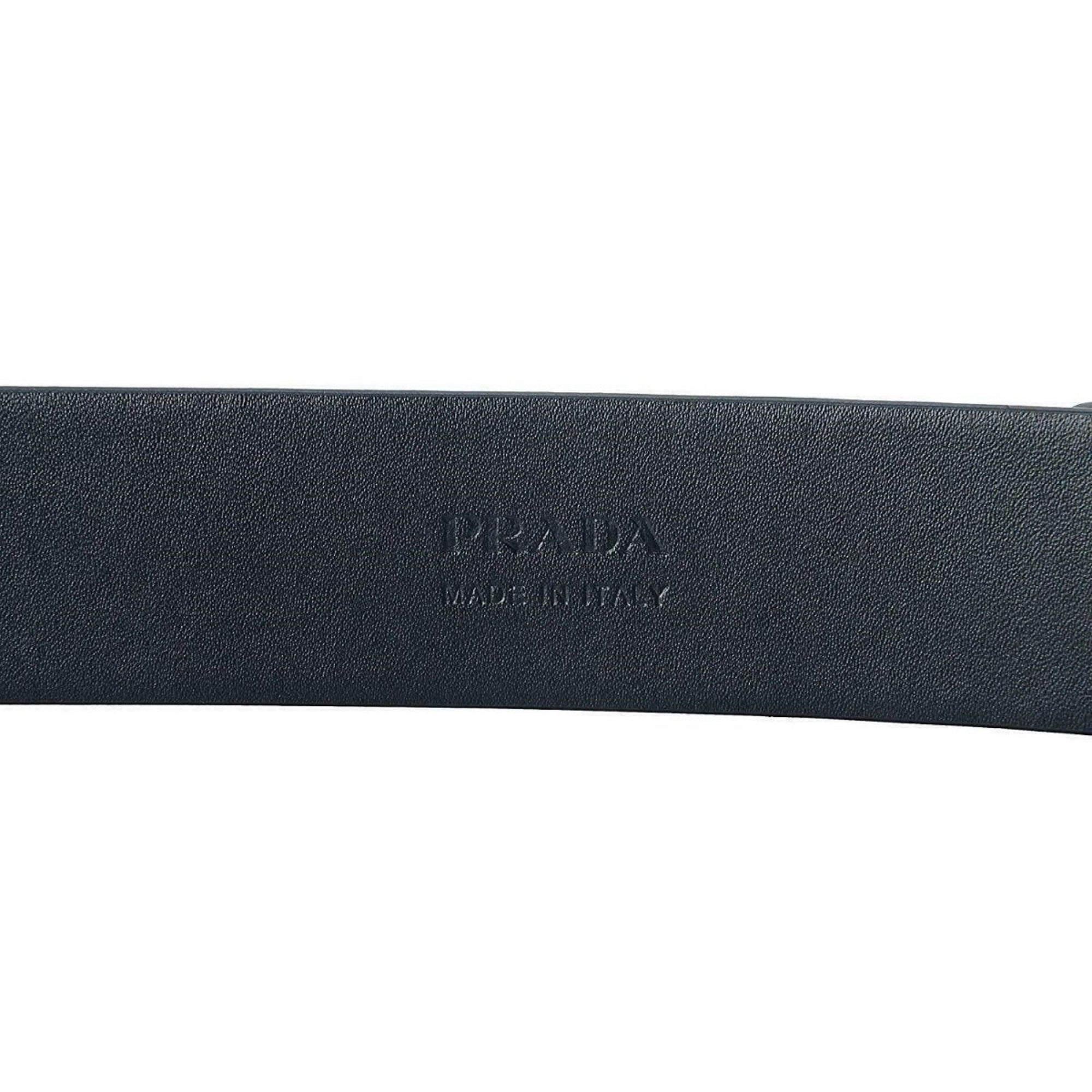 Prada Navy Blue Saffiano Leather Belt with Silver Belt Buckle 2CM046 Size 90 / 36 at_Queen_Bee_of_Beverly_Hills