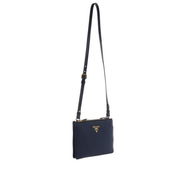 Re-nylon And Saffiano Leather Shoulder Bag In Navy
