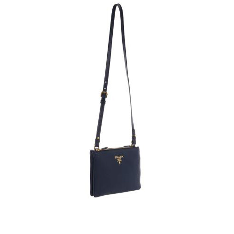 Prada, Bags, Prada Vitello Phenix Leather Convertible Bag Navy