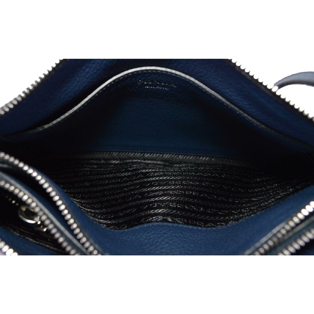 Prada Navy Blue Vitello Phenix Bandoliera Leather Crossbody Bag 1BH046 at_Queen_Bee_of_Beverly_Hills