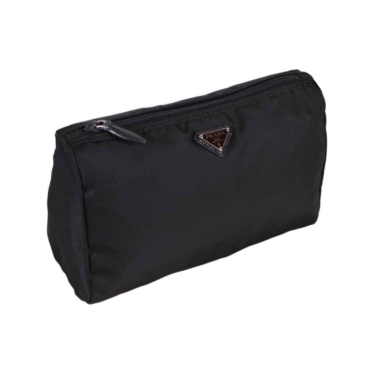 PRADA ブラック ナイロン ケース Prada Black Tessuto Nylon Medium Cosmetic Case Clutch – Queen Bee